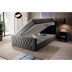Boxspringbett 120x200 Liverpool Bettkasten Fußteil und LED Ambiente Licht