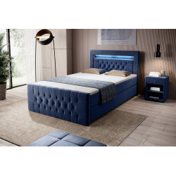 Boxspringbett 120x200 Liverpool Bettkasten Fußteil und LED Ambiente Licht