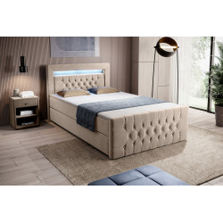 Boxspringbett 120x200 Liverpool Bettkasten Fußteil und LED Ambiente Licht