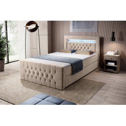 Boxspringbett 120x200 Liverpool Bettkasten Fußteil und LED Ambiente Licht