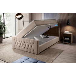 Boxspringbett 120x200 Liverpool Bettkasten Fußteil und LED Ambiente Licht