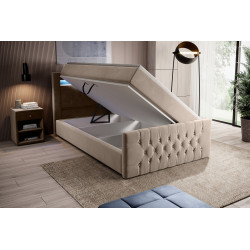 Boxspringbett 120x200 Liverpool Bettkasten Fußteil und LED Ambiente Licht
