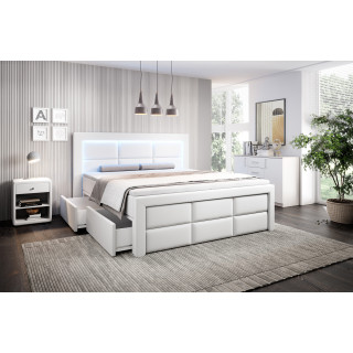 Boxspringbett Madrid mit Fußteil , LED & Schubladen