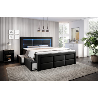 Boxspringbett Madrid mit Fußteil , LED & Schubladen