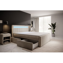 Boxspringbett Kreta Schubladen LED Ambiente Licht Fußteil