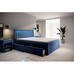 Boxspringbett Kreta Schubladen LED Ambiente Licht Fußteil