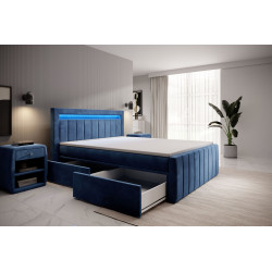 Boxspringbett Kreta Schubladen LED Ambiente Licht Fußteil