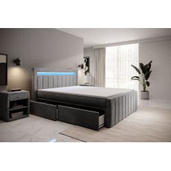 Boxspringbett Kreta Schubladen LED Ambiente Licht Fußteil