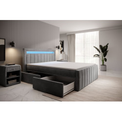 Boxspringbett Kreta Schubladen LED Ambiente Licht Fußteil