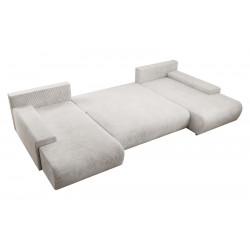 Credo Ecksofa U-Form, mit Schlaffunktion und Bettkasten, U-Form Couch Creme