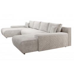 Credo Ecksofa U-Form, mit Schlaffunktion und Bettkasten, U-Form Couch Creme