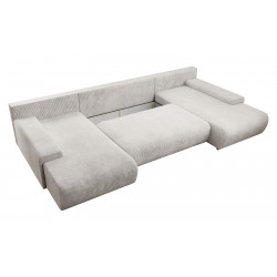 Credo Ecksofa U-Form, mit Schlaffunktion und Bettkasten, U-Form Couch Creme