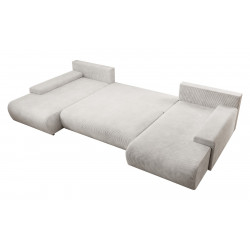 Credo Ecksofa U-Form, mit Schlaffunktion und Bettkasten, U-Form Couch Creme