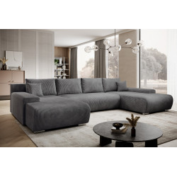 Credo Ecksofa U-Form, CORD - Stoff mit Schlaffunktion und...