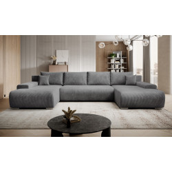 Credo Ecksofa U-Form, CORD - Stoff mit Schlaffunktion und...