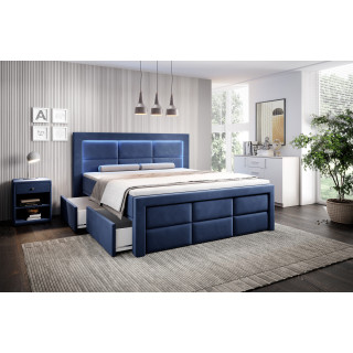 Boxspringbett Madrid mit Fußteil , LED & Schubladen