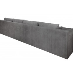 Credo Ecksofa U-Form, CORD - Stoff mit Schlaffunktion und Bettkasten, U-Form Couch Dunkel Grau