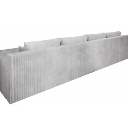 Credo Ecksofa U-Form, mit Schlaffunktion und Bettkasten, U-Form Couch CORD - Stoff Grau