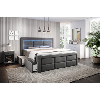Boxspringbett Madrid mit Fußteil , LED & Schubladen