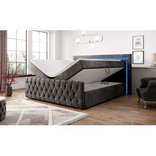 Boxspringbett London Bettkasten LED Ambiente Licht Fussteil