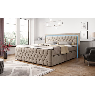 Boxspringbett London Schubladen LED Ambiente Licht Fußteil