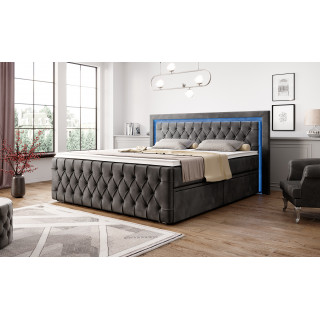 Boxspringbett London Schubladen LED Ambiente Licht Fußteil