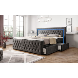 Boxspringbett London Schubladen LED Ambiente Licht Fußteil