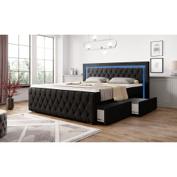 Boxspringbett London Schubladen LED Ambiente Licht Fußteil