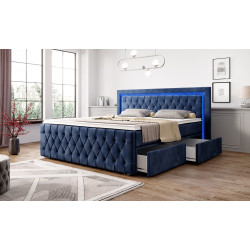 Boxspringbett London Schubladen LED Ambiente Licht Fußteil