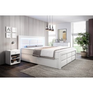 Boxspringbett Madrid Bettkasten Fußteil und LED Ambiente Licht
