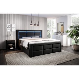Boxspringbett Madrid Bettkasten Fußteil und LED Ambiente Licht