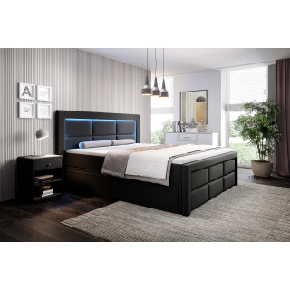 Boxspringbett Madrid Bettkasten Fußteil und LED Ambiente Licht
