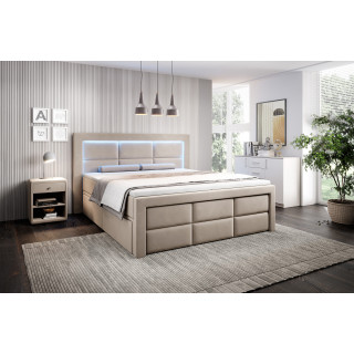 Boxspringbett Madrid Bettkasten Fußteil und LED Ambiente Licht