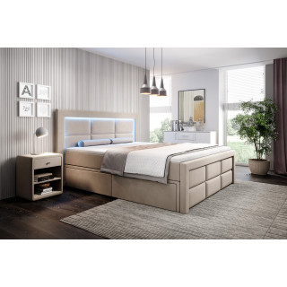 Boxspringbett Madrid Bettkasten Fußteil und LED Ambiente Licht