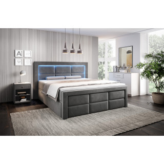 Boxspringbett Madrid Bettkasten Fußteil und LED Ambiente Licht